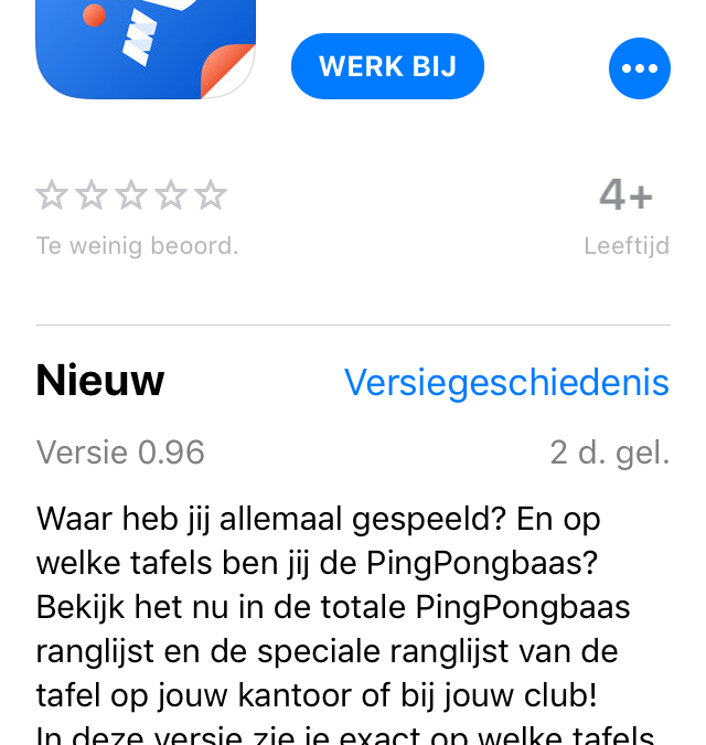 Wie is de PingPongbaas? De app weet het!